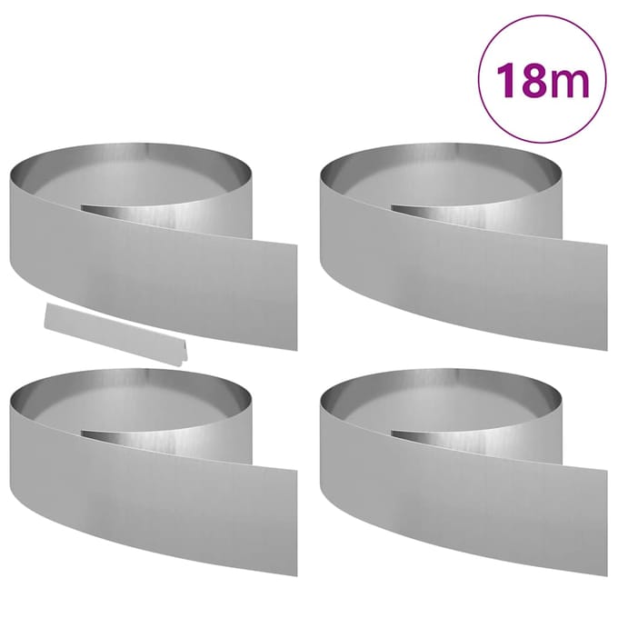 vidaXL - Grasafscherming - 4 - st - 450 - x - 20 - cm - Gegevens - staal - Zilver