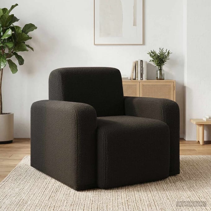 vidaXL - Fauteuil - Zwart - Bouclé