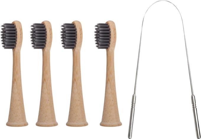 green-goose® Sonicare Bamboe Opzetborstels - 4 stuks - met gratis Tongschraper