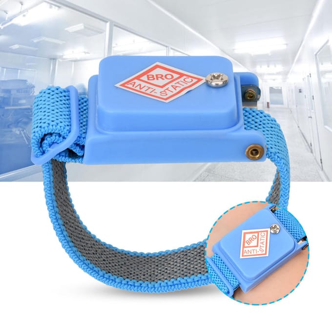 Bracelet antistatique sans fil, câble de décharge électrostatique ESD, dragonne blue