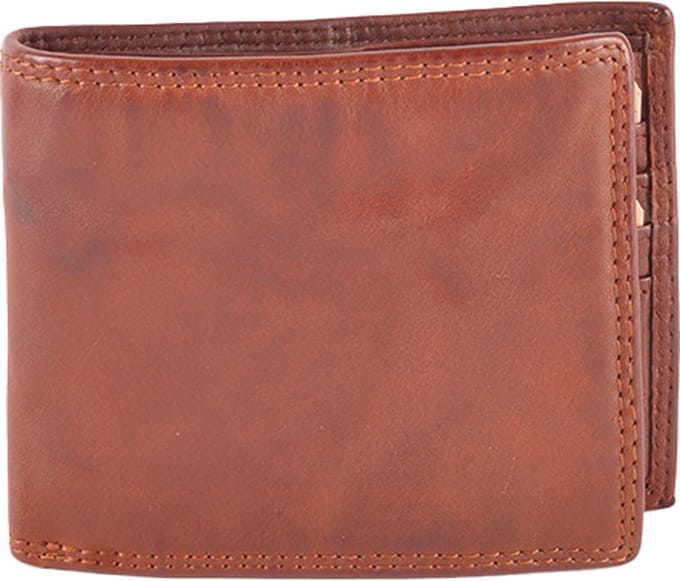 Giuliano gewassen lederen billfold portemonnee - Cognac - Heren - Made in Italy