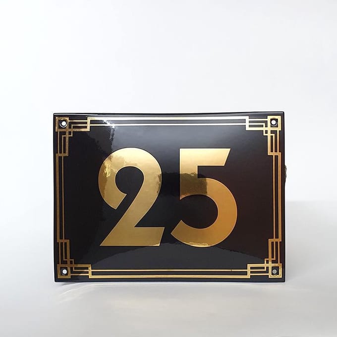 Art deco | jaren ’30 | luxe emaille huisnummer - 25