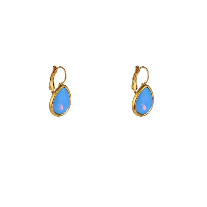Go Dutch Label Oorhangers French Hook - Big Drop Stone Blue