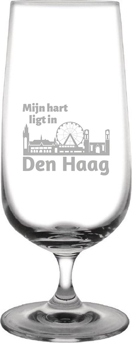 Gegraveerde bierglas op voet 41cl Den Haag