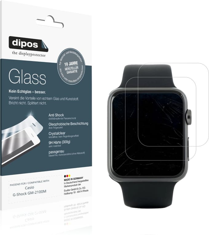 dipos – 2x Pantserfolie geschikt voor Casio G-Shock GM-2100M | 9H Screenprotector
