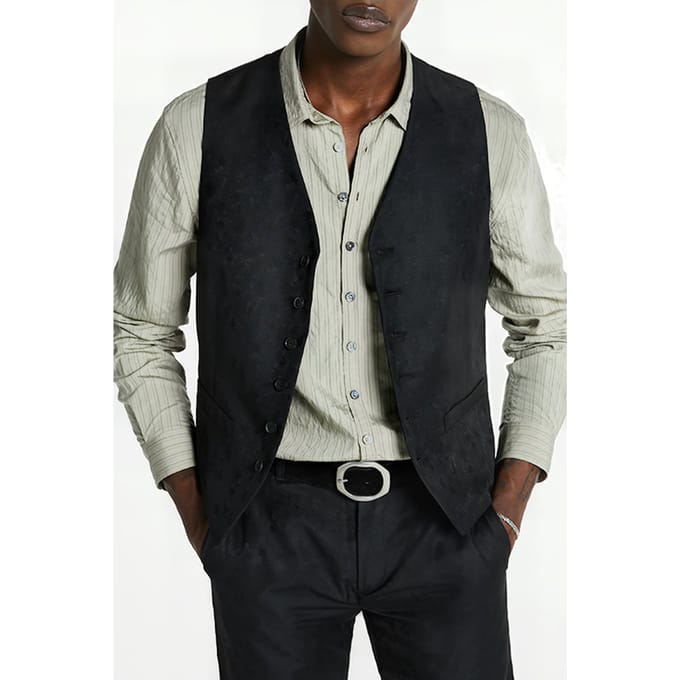 John Varvatos Front Body Darts Vest Black Größe: 46 | Bodywarmer Outlet | Herren | Schwarz