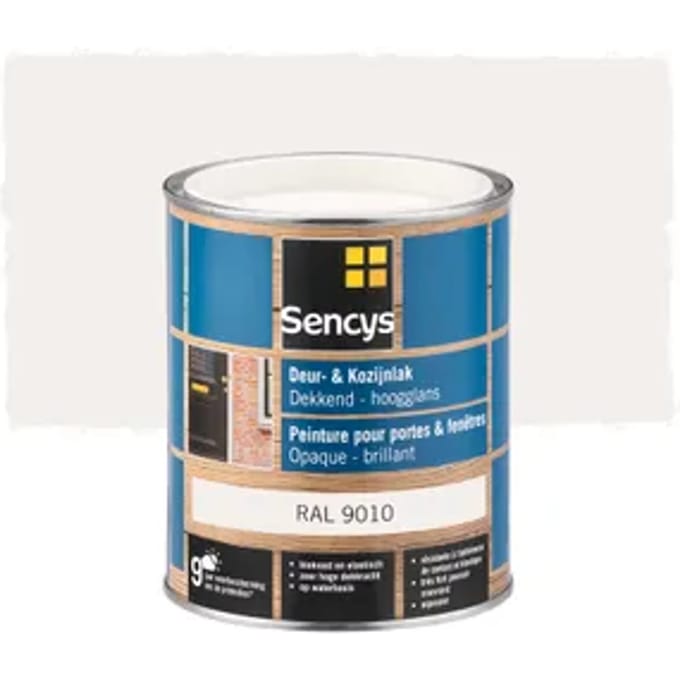 Sencys Lak Voor Deurenen Ramen Hoogglans Ral9010 750ml