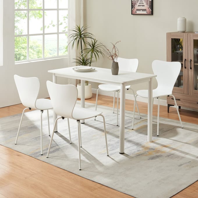 Eetkamerstoel Essunga 80x48x46 cm set van 4 wit [en.casa]