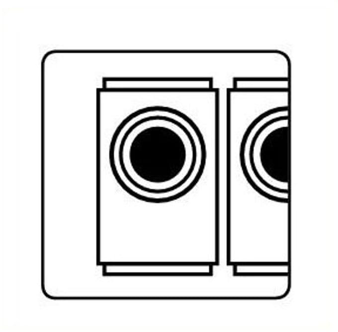 Wasserette sticker, wit zwart 150 x 150 mm