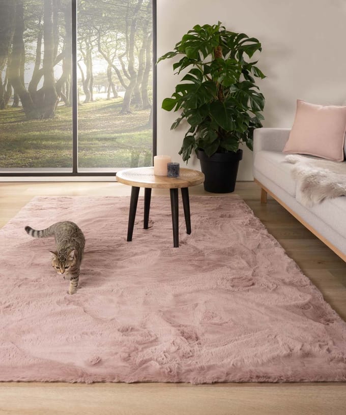 Fluffy vloerkleed - Comfy plus roze 80x150