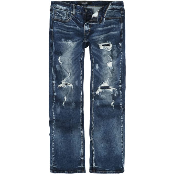 Rock Rebel by EMP blauwe bootcut jeans met wassing en destroyed effecten - Heren - W32L34