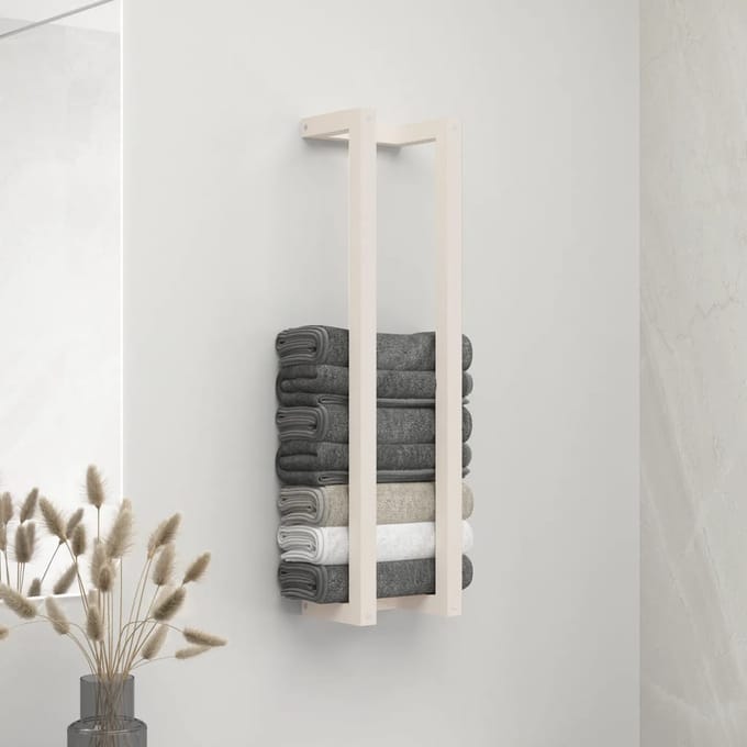 vidaXL - Handdoekenrek - 23x18x90 - cm - massief - grenenhout - wit
