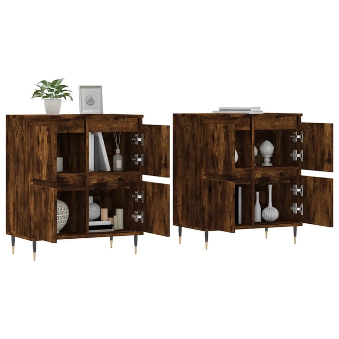 vidaXL - Dressoirs - 2 - st - bewerkt - hout - gerookt - eikenkleurig
