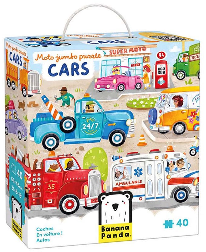 Banana Panda puzzel auto's - educatief speelgoed karton 40 stukjes.