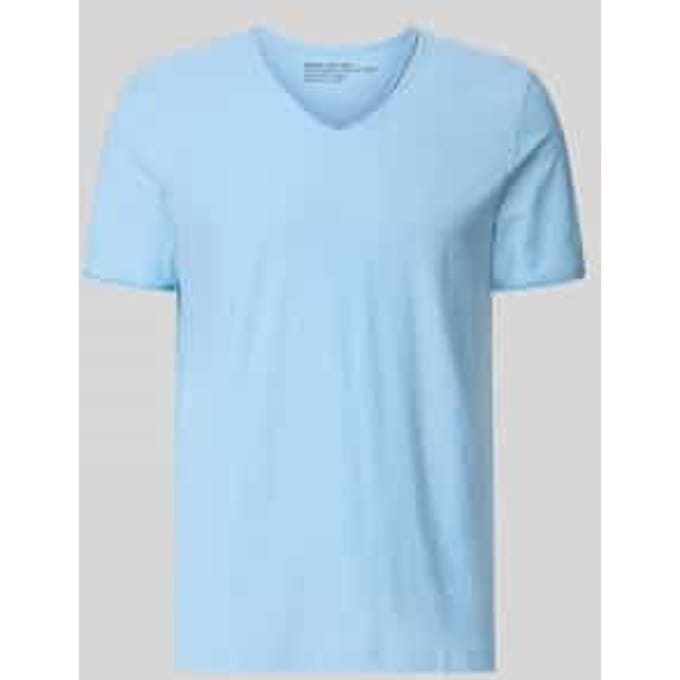 T-shirt met V-hals en rolzoom