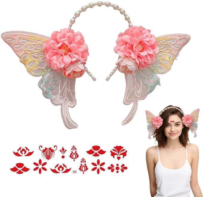 Dailygoods- Haarband met parels - Veelkleurig - Vlinder