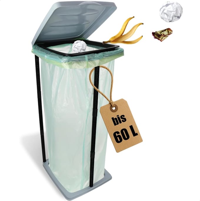 Draagbare Afvalzakhouder met Deksel - Flexibel Inklapbaar - 60 Liter