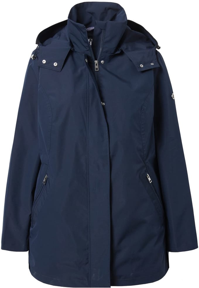 Ulla Popken - Dames - HYPRAR functionele jas waterafstotendcapuchon - Marine - Maat 42+