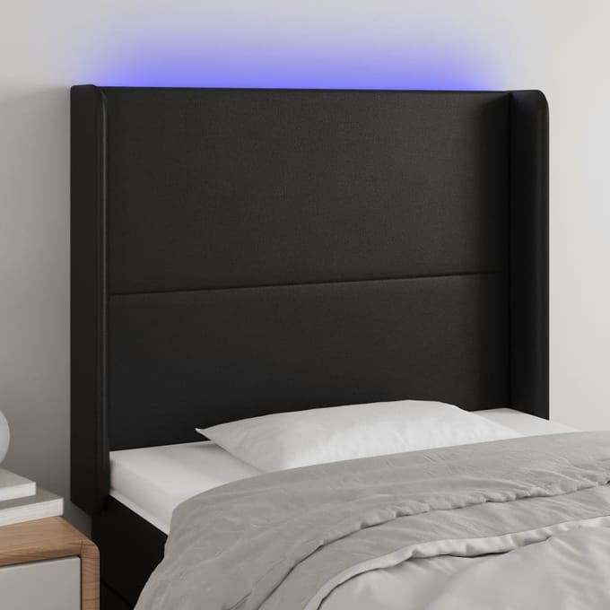 vidaXL - Hoofdbord - LED - 83x16x118/128 - cm - kunstleer - zwart