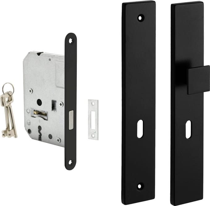 Eliot® schild met knop baardsleutel - incl. kastslot met 2 sleutels - mat zwart