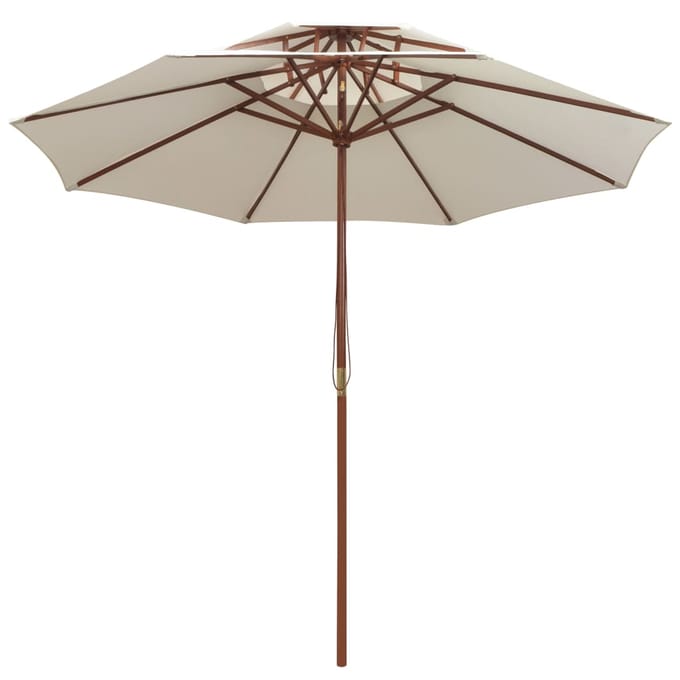 vidaXL - Dubbeldekker - parasol - 270x270 - cm - houten - paal - crèmewit