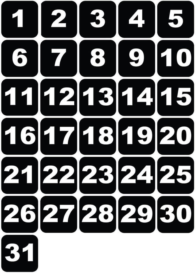 Magnetische pictogrammen | CIJFERS 1 t/m 31 | EasyAuti