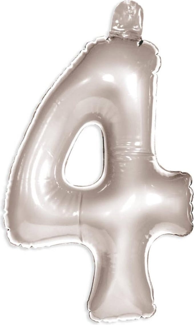 Opblaascijfer 4 zilver