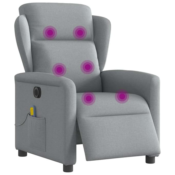 vidaXL - Massagestoel - elektrisch - verstelbaar - stof - lichtgrijs