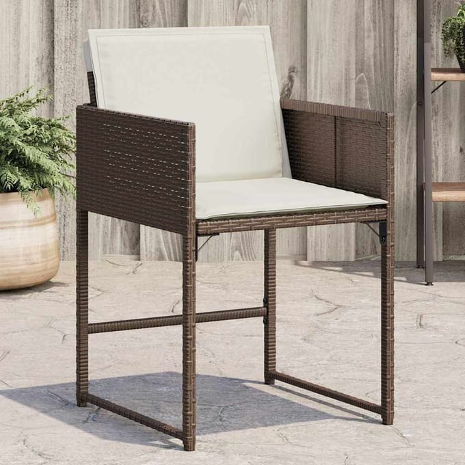 vidaXL - Tuinstoelen - 4 - st - met - kussens - poly - rattan - bruin