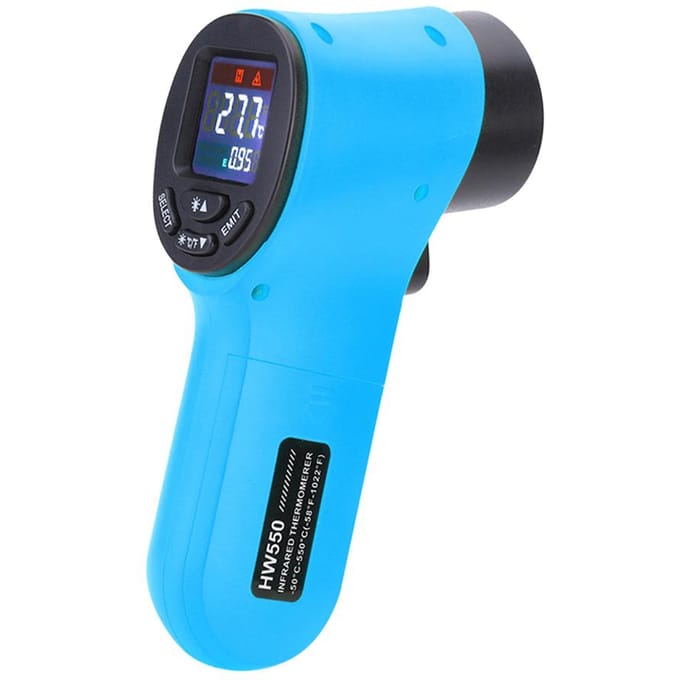 Draagbare contactloze digitale infraroodthermometer Pyrometer Aquarium LCD-laserthermometer Buiten blauw