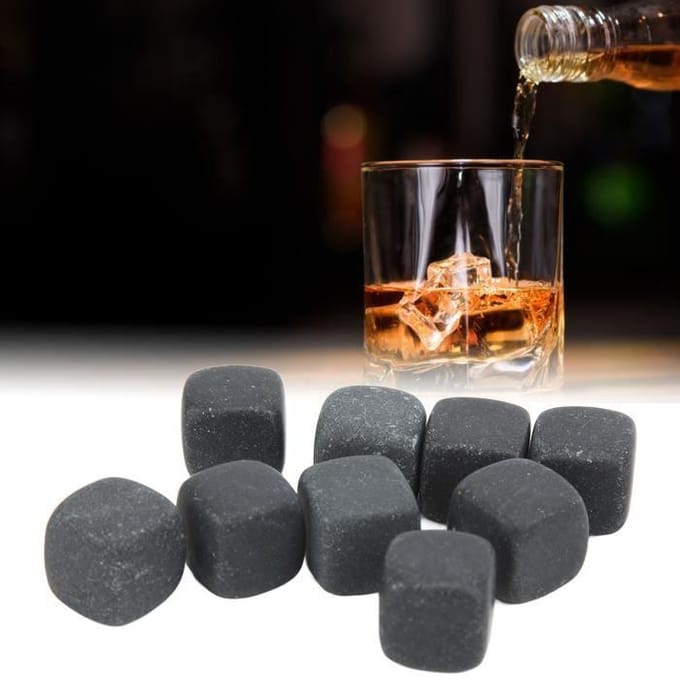 Whiskystenen Set - GOTOTOP - Basalt - Opbergzak - Snelle Koeling - Grijze Kleur