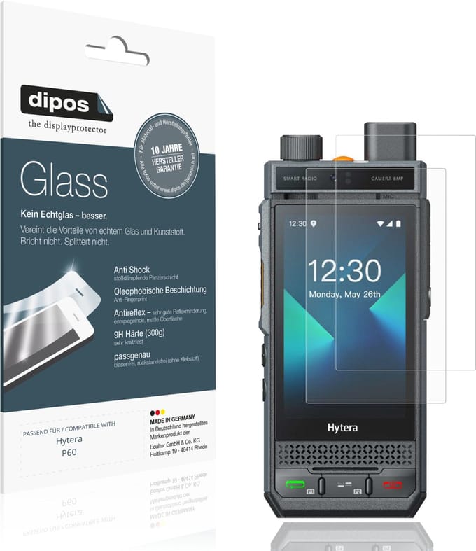 dipos – 2x Matte Pantserfolie geschikt voor Hytera P60 | 9H Screenprotector