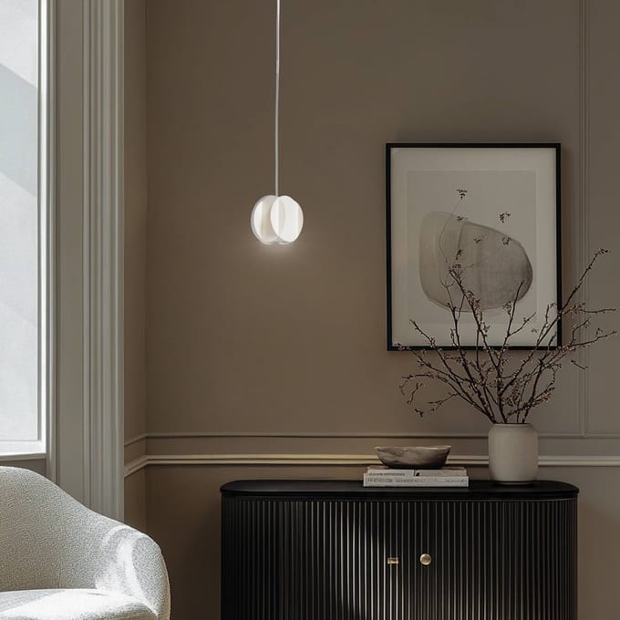 HELAM Hanglamp GAMBIT, crèmewit, Ø 10 cm, metaal, GU10