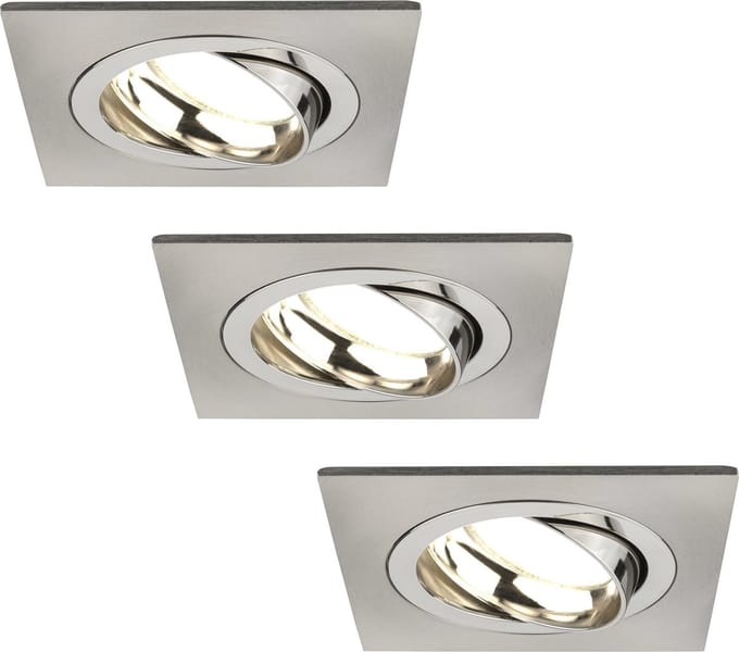 Ledvion - 3X LED Inbouwspot Sevilla - Dimbaar - 3W - 2700K - Ø92 mm - RVS