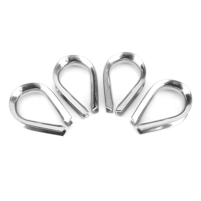 4 stuks 12 mm M12 Roestvrij Staal Staalkabel Oogplaten voor Staalkabel met 12 Inch Diameter white
