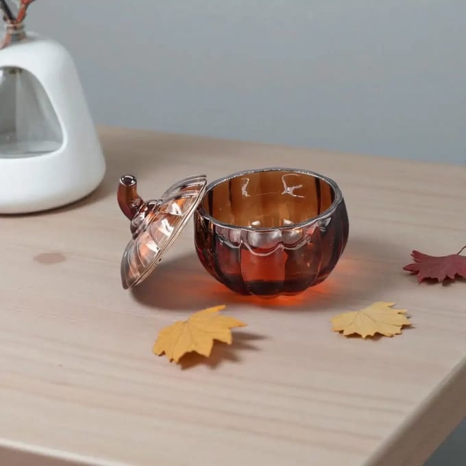 House of Nature Pompoen potje rood glas 11cm