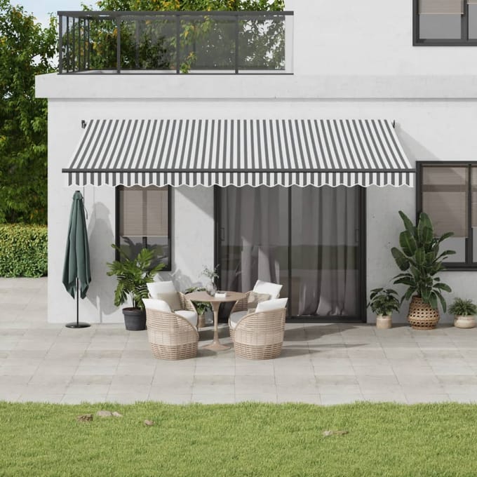vidaXL - Uitschuifbare - luifel - Antraciet - en - Wit - 500 - × - 350 - cm - Polyester