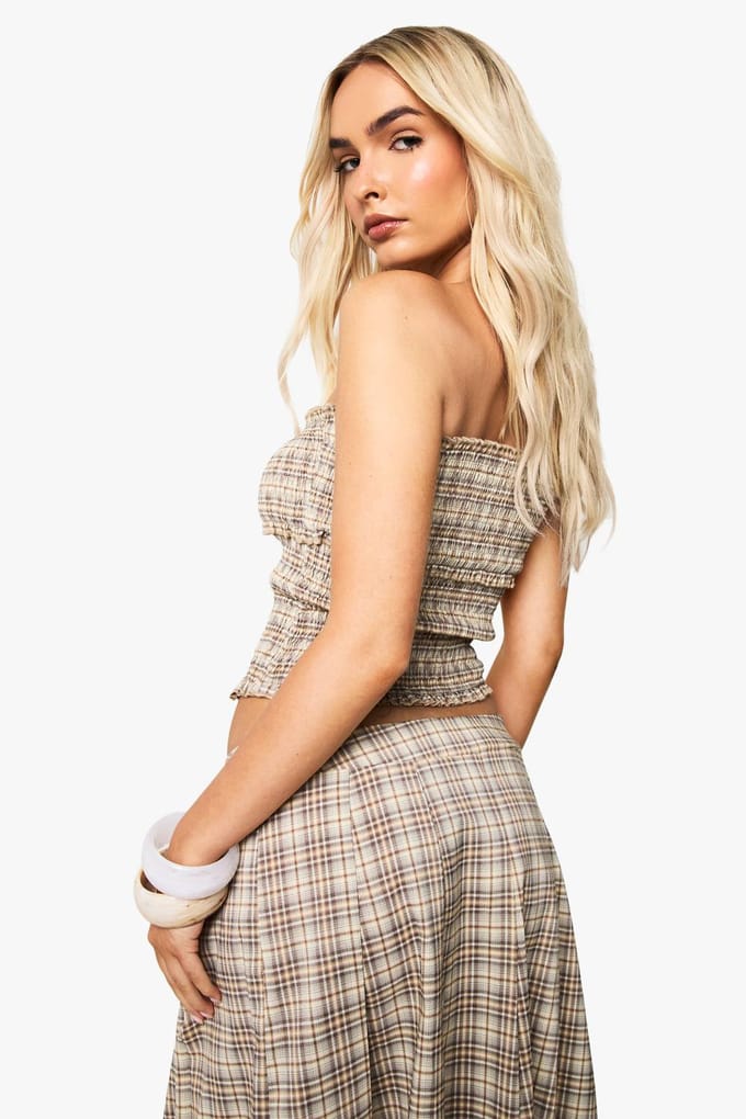 boohoo Dames Bekijk gerimpelde franje-bandeau | Beige | Maat: 42