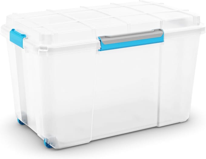 KIS Scuba opbergbox XL- 110L - wit/blauwe clips