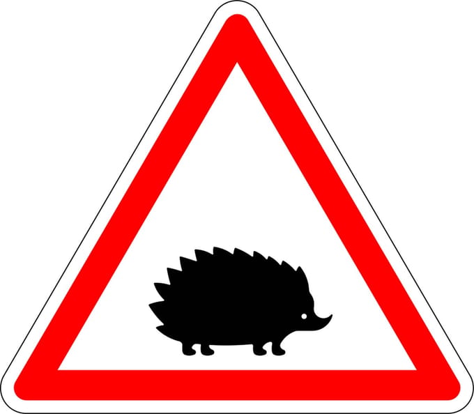Pas op overstekende egels sticker 100 mm