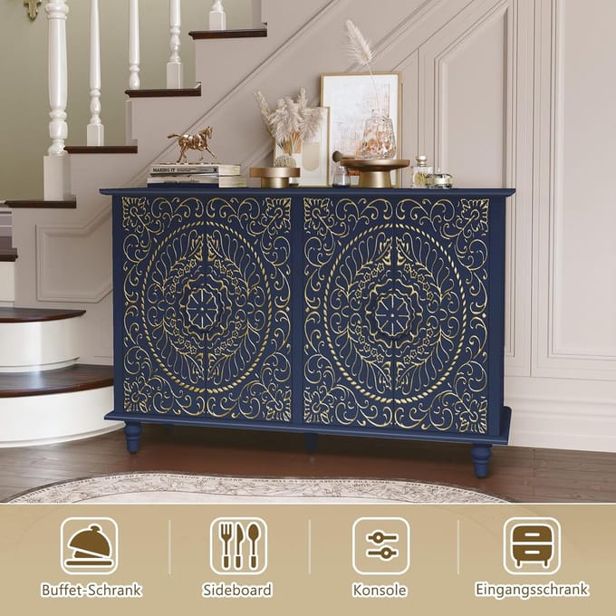 Sideboard – Rustiek Vintage Küchenschrank mit 38x121x80 cm - Medahomestore