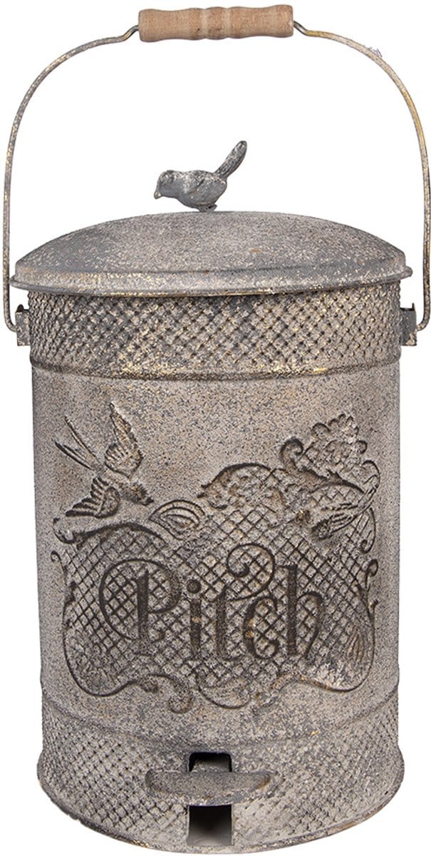 Clayre & Eef Pedaalemmer 24x24x36 cm Grijs Metaal