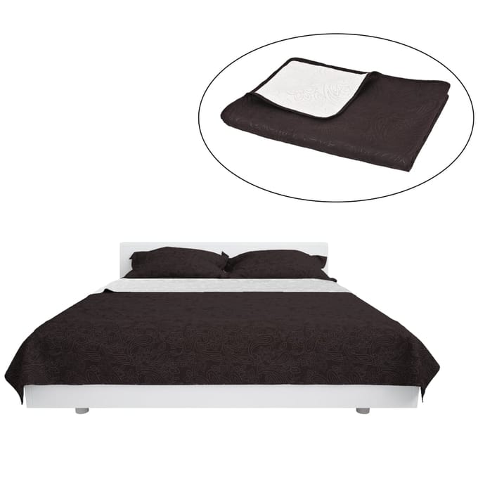 vidaXL - Bedsprei - dubbelzijdig - 170x210 - cm - quilt - crème - en - bruin