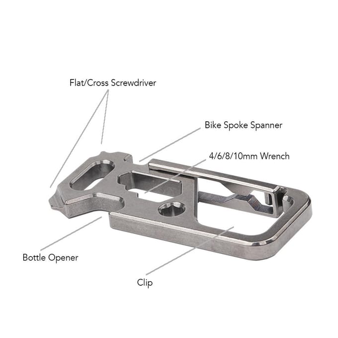 Buiten Multi-Tool Titanium Legering Clip Sleutelhanger Houder Flesopener zilver