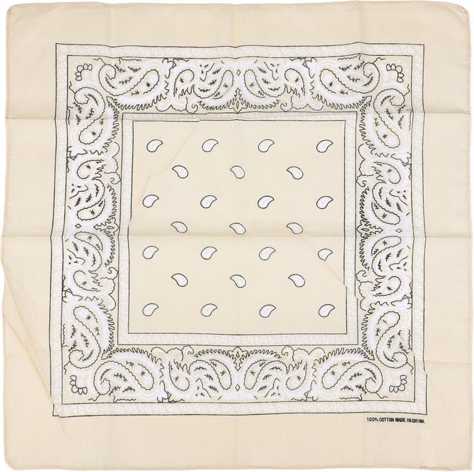 Klassieke Vierkante Sjaal met Traditioneel Bandanamotief (55x55cm) - Beige