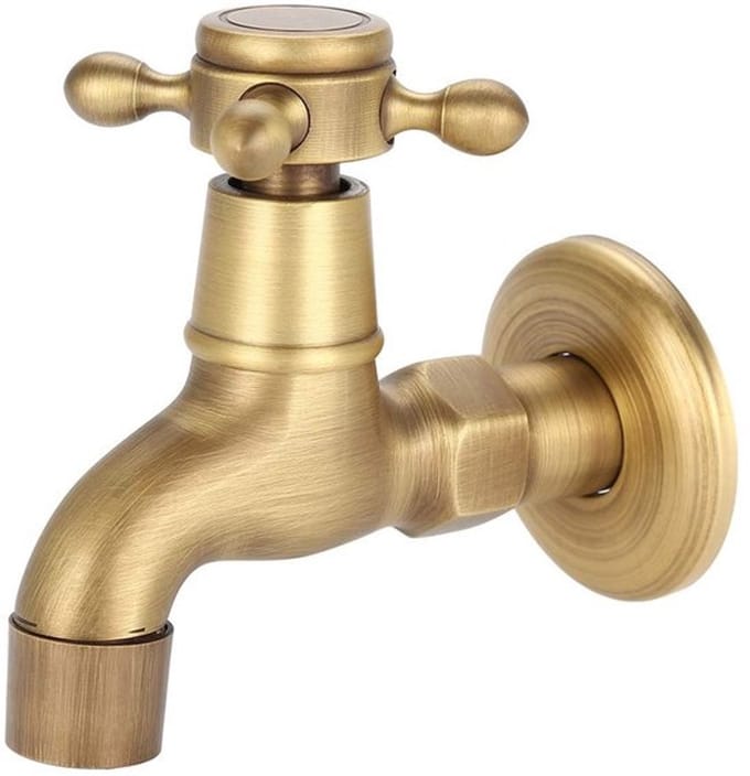 Dailygoody - Vintage Solid Brass Wandkranen - Retro Tuin- en Keuken