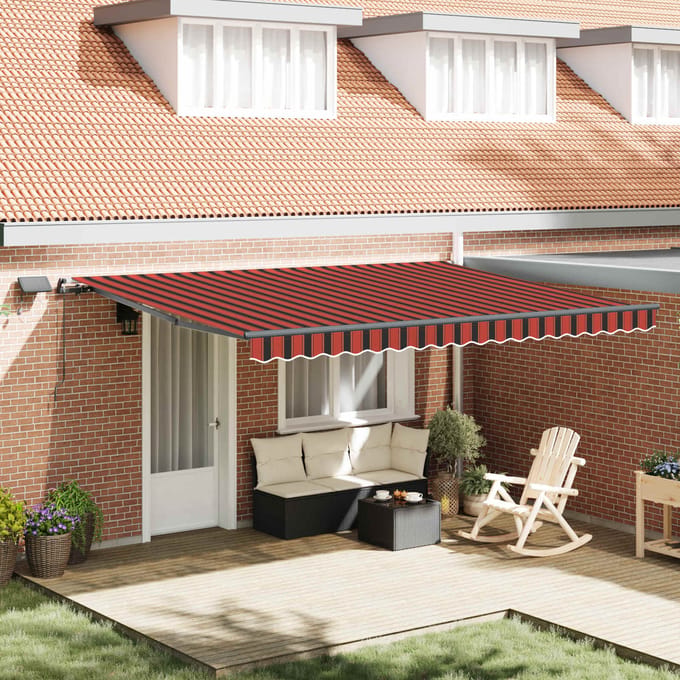 vidaXL - Uitschuifbare - luifel - Oranje - en - bruin - 450 - × - 350 - cm