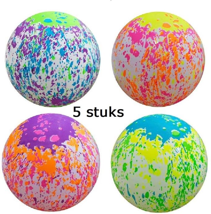 5x plastic voetbal met verfspatten print - diameter 23 cm