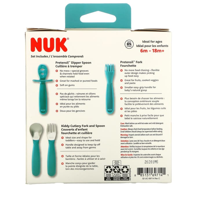 NUK, Ensemble d'exercice pour tout-petits, 6 à 18 mois et plus, ensemble de 4 pièces gray