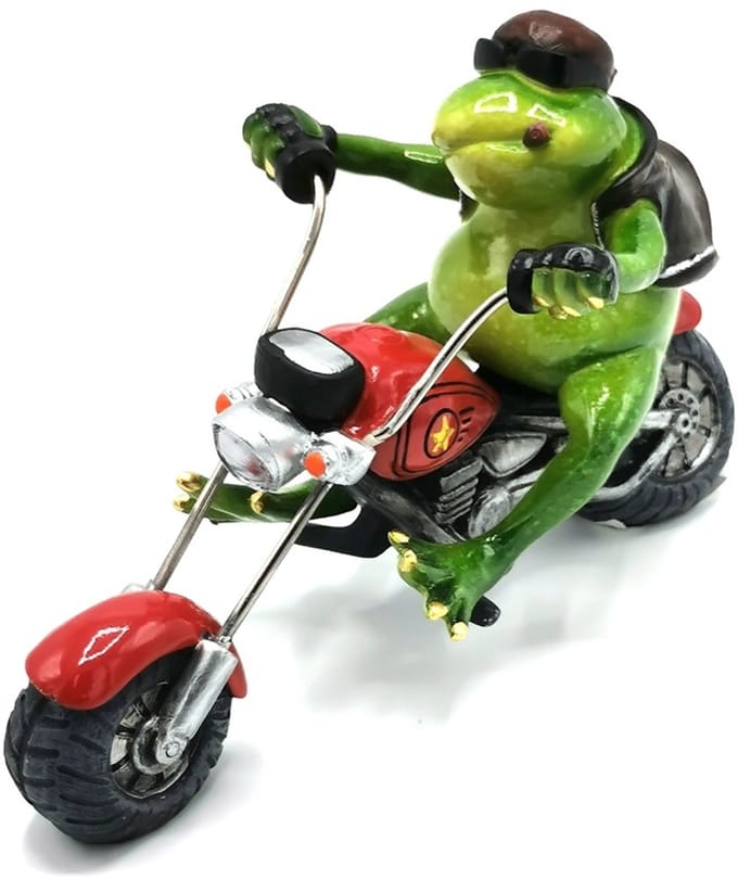 Beeldje Kikker op Chopper beeld - 20cm